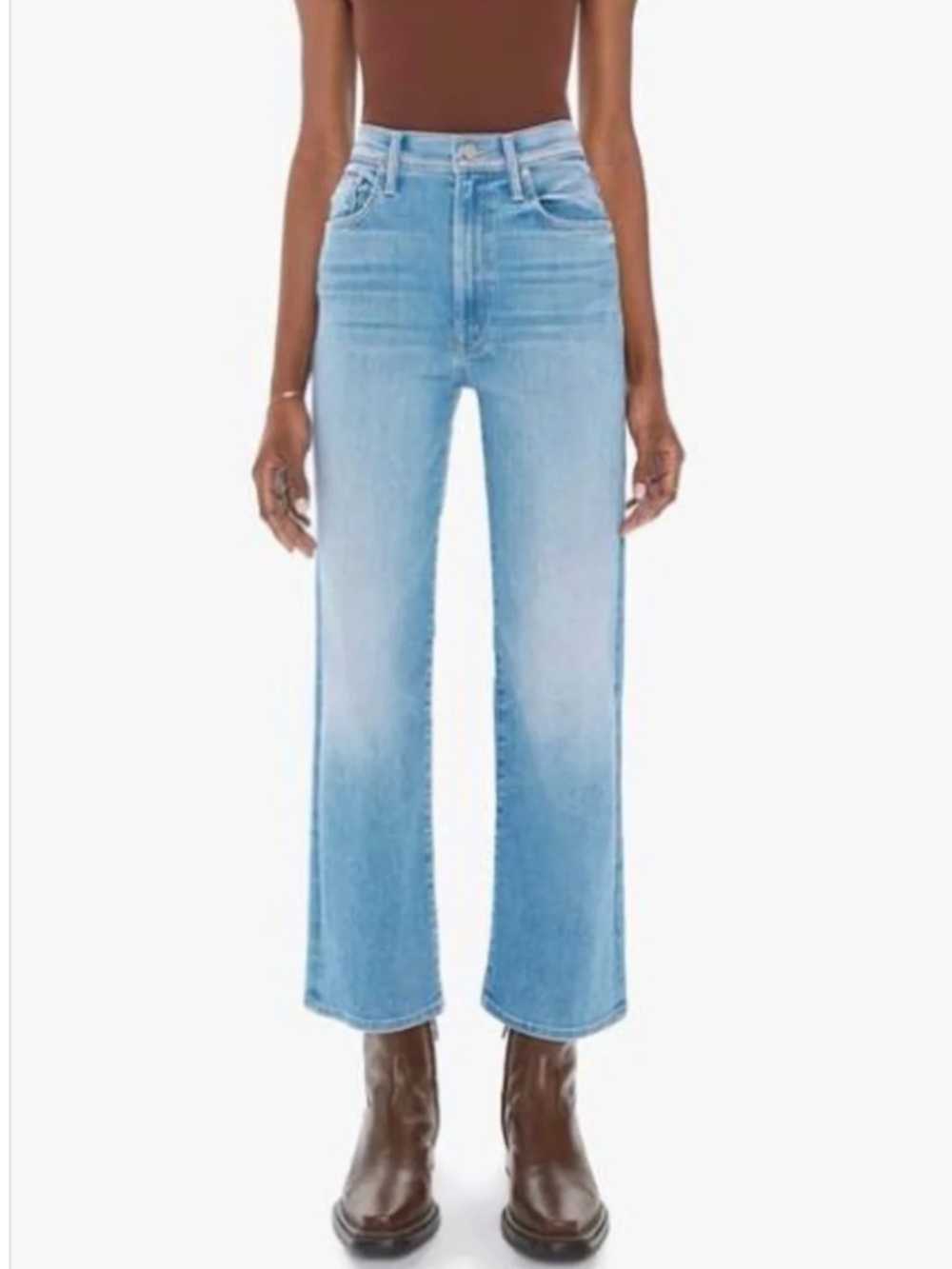 $238 MOTHER "The Rambler" High-Rise Ankle Zip Wide-Leg Jeans EUC/sz 29
